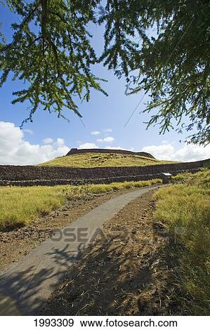 Stock Photo - Hawaii, Big Island, North Kohala, Kawaihae, Mailekini Heiau.. Fotosearch