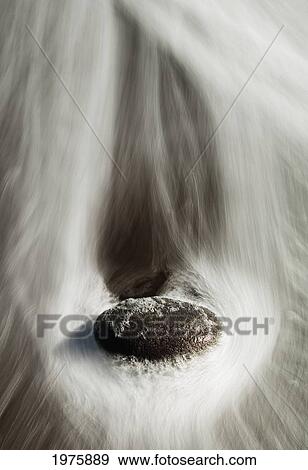Stock Photo - Hawaii, Big Island, Pololu Valley, Surf Breaking On Rock.. Fotosearch