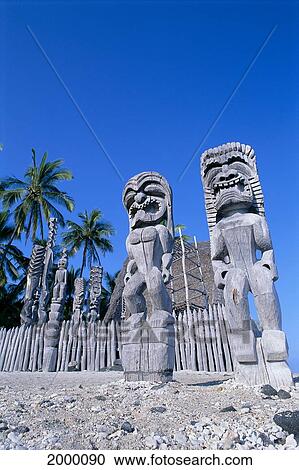 Hawaii, Big Island, Puuhonua O Honaunau, City Of Refuge, Tiki Statues View Large Photo Image Stock Image - Hawaii, Big Island, Puuhonua O Honaunau, City Of Refuge, Tiki Statues. Fotosearch