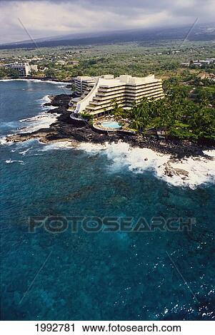 Stock Image - Hawaii, Big Island, Royal Kona Resort, Aerial Of Hotel And Grounds.. Fotosearch