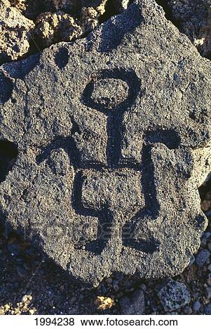 Stock Photo - Hawaii, Big Island, South Kohala, Hawaiian Petroglyphs, Anaeho'omalu. Fotosearch