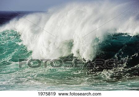 Stock Photo - Hawaii, Big Island, South Point, Wind Blown Surf.. Fotosearch