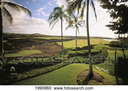 Stock Image - Hawaii, Big Island, Tom Weiskopf Golf Course At Four Seasons Resort.. Fotosearch