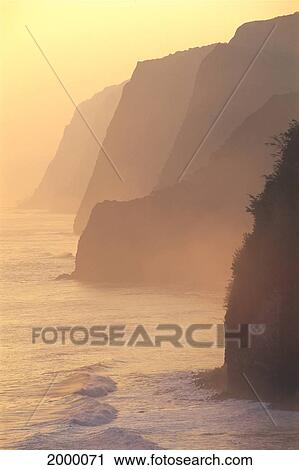 Hawaii, Big Island, View Of Golden Sunset, Hamakua Coastline, Cliffs C1606 View Large Photo Image Stock Image - Hawaii, Big Island, View Of Golden Sunset, Hamakua Coastline, Cliffs C1606. Fotosearch