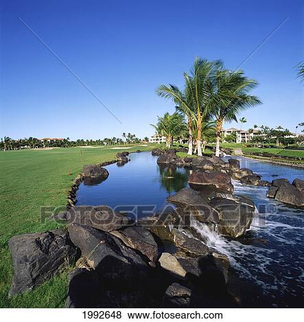 Hawaii, Big Island, Waikoloa Resort Golf Course, Beach Course, Rocky Stream. View Large Photo Image Stock Photo - Hawaii, Big Island, Waikoloa Resort Golf Course, Beach Course, Rocky Stream.. Fotosearch