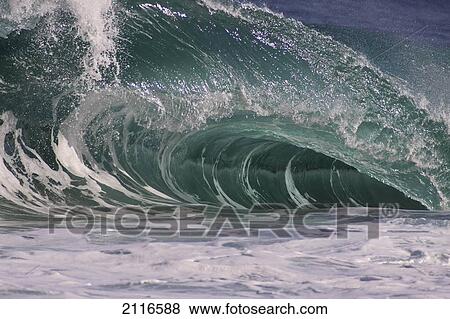 Stock Photo - Hawaii, Big powerful wave break.. Fotosearch