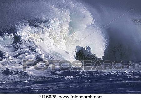 Stock Photo - Hawaii, Big powerful wave break.. Fotosearch
