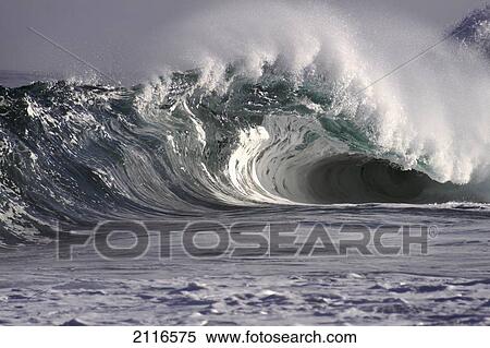Hawaii, Big powerful wave break. View Large Photo Image Stock Photography - Hawaii, Big powerful wave break.. Fotosearch