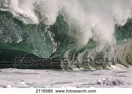 Stock Photography - Hawaii, Big powerful wave break.. Fotosearch