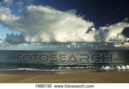 Hawaii, Big White Clouds Above Ocean. View Large Photo Image Stock Image - Hawaii, Big White Clouds Above Ocean.. Fotosearch