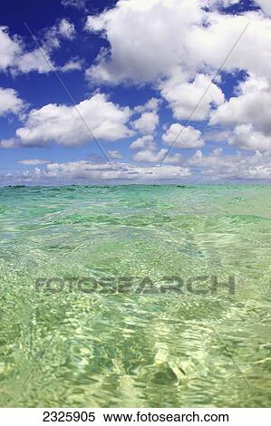 Hawaii, Blue Sky And Clear Green Water Seascape. View Large Photo Image Stock Photography - Hawaii, Blue Sky And Clear Green Water Seascape.. Fotosearch