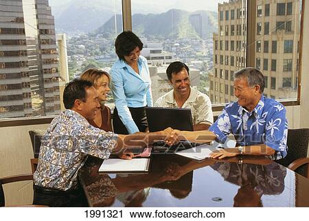 Hawaii, Businessmen And Woman At Conference Table View Large Photo Image Stock Image - Hawaii, Businessmen And Woman At Conference Table. Fotosearch