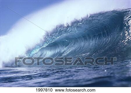 Hawaii, Close-Up Of Large Curling Pipeline Wave, Spray Off Tips, Front Angle A31A View Large Photo Image Stock Image - Hawaii, Close-Up Of Large Curling Pipeline Wave, Spray Off Tips, Front Angle A31A. Fotosearch