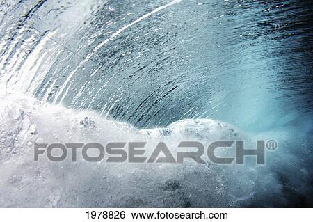 Hawaii, Crashing Blue Underwater Wave. View Large Photo Image Stock Photograph - Hawaii, Crashing Blue Underwater Wave.. Fotosearch