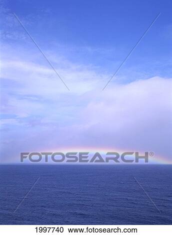 Hawaii, Full Rainbow Over Ocean, Blue Sky, Clouds A21C View Large Photo Image Stock Image - Hawaii, Full Rainbow Over Ocean, Blue Sky, Clouds A21C. Fotosearch