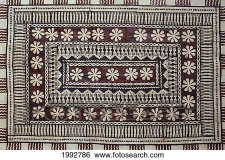 Stock Photograph - Hawaii, Hawaiian Tapa Cloth Closeup Of Pattern, Detail. Fotosearch