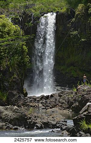Hawaii, Hilo, Boiling Pots Park, Visitors viewing waterfalls. EDITORIAL USE ONLY. View Large Photo Image Stock Photo - Hawaii, Hilo, Boiling Pots Park, Visitors viewing waterfalls. EDITORIAL USE ONLY.. Fotosearch