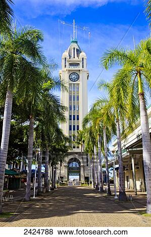 Hawaii, Honolulu, Aloha tower view from below. View Large Photo Image Stock Photo - Hawaii, Honolulu, Aloha tower view from below.. Fotosearch
