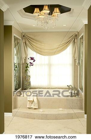 Hawaii, Interior Luxury Bathroom With White Marble Floor And Bathtub. View Large Photo Image Stock Photo - Hawaii, Interior Luxury Bathroom With White Marble Floor And Bathtub.. Fotosearch