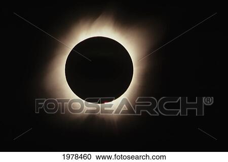 Stock Image - Hawaii, July 11, 1991, Solar Eclipse, Totality With Solar Flares.. Fotosearch