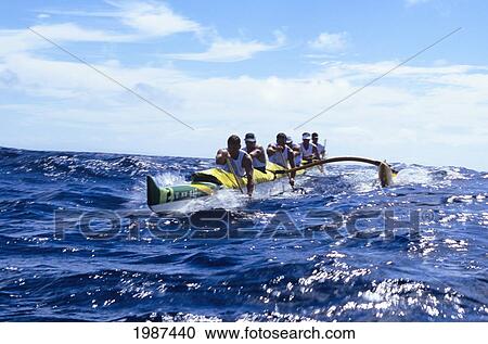 Hawaii, Kaiwi Channel, Molokai To Oahu, Men Paddling In Molokai Hoe Race, View From Front. No Model Release View Large Photo Image Stock Image - Hawaii, Kaiwi Channel, Molokai To Oahu, Men Paddling In Molokai Hoe Race, View From Front. No Model Release. Fotosearch