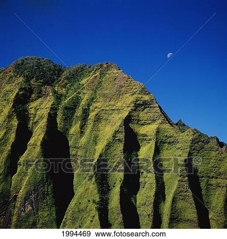 Stock Photo - Hawaii, Kauai, Aerial View Of Napali Coast, Close-Up Of Mountain Peaks.. Fotosearch