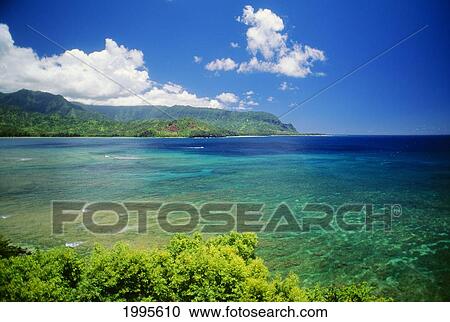 Stock Image - Hawaii, Kauai, Hanalei Bay And Bali Hai, Warm Afternoon. Fotosearch