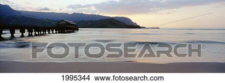 Picture - Hawaii, Kauai, Hanalei Bay At Sunset, Bali Hai In Background. Fotosearch