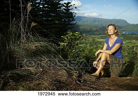 Stock Photography - Hawaii, Kauai, Hanalei, Portrait Of A Beautiful Woman.. Fotosearch