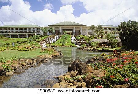 Hawaii, Kauai, Hyatt Regency Kauai Poipu Beach, Landscape And Gardens. View Large Photo Image Stock Photo - Hawaii, Kauai, Hyatt Regency Kauai Poipu Beach, Landscape And Gardens.. Fotosearch