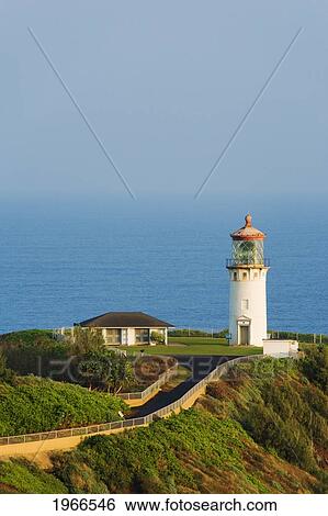 Stock Photograph - Hawaii, Kauai, Kilauea Point Lighthouse At Kilauea National Wildlife Refuge.. Fotosearch