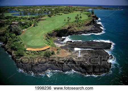 Hawaii, Kauai, Lihue, Kauai Lagoons Resort, Kiele Golf Course, Aerial Along Coastline A18H View Large Photo Image Stock Photograph - Hawaii, Kauai, Lihue, Kauai Lagoons Resort, Kiele Golf Course, Aerial Along Coastline A18H. Fotosearch