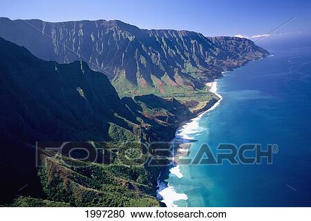 Hawaii, Kauai, Na Pali Coast, Aerial Along Coastline, Rugged Cliffs And Ocean View Large Photo Image Stock Image - Hawaii, Kauai, Na Pali Coast, Aerial Along Coastline, Rugged Cliffs And Ocean. Fotosearch