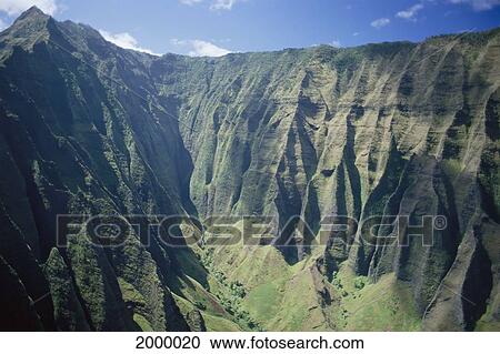 Hawaii, Kauai, Na Pali Coast Aerial View Of Cliffs, Interior View Large Photo Image Stock Image - Hawaii, Kauai, Na Pali Coast Aerial View Of Cliffs, Interior. Fotosearch