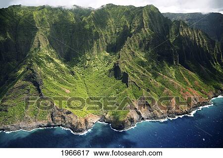 Hawaii, Kauai, Na Pali Coast, Aerial View Of Coastline. View Large Photo Image Stock Photo - Hawaii, Kauai, Na Pali Coast, Aerial View Of Coastline.. Fotosearch