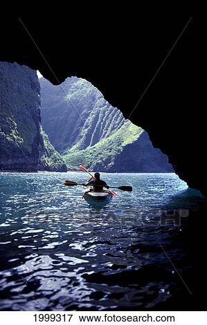 Hawaii, Kauai, Na Pali Coast, Couple Kayaking View Large Photo Image Stock Photo - Hawaii, Kauai, Na Pali Coast, Couple Kayaking. Fotosearch