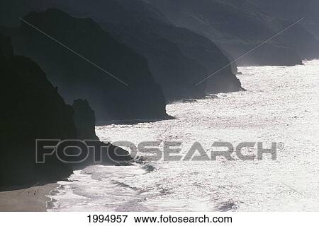 Stock Photo - Hawaii, Kauai, Na Pali Coast, Kalalau Beach Cliffs. Fotosearch