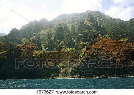 Hawaii, Kauai, Na Pali Coast, Rugged Cliffs Along Ocean. View Large Photo Image Stock Photo - Hawaii, Kauai, Na Pali Coast, Rugged Cliffs Along Ocean.. Fotosearch
