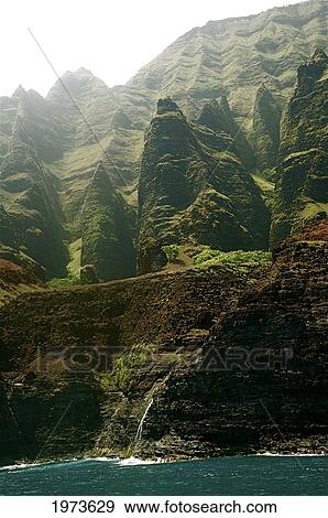 Stock Photo - Hawaii, Kauai, Na Pali Coast, Rugged Cliffs Along Ocean.. Fotosearch