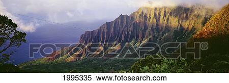 Stock Photography - Hawaii, Kauai, Na Pali Coast, Overlooking Kalalau Valley. Fotosearch