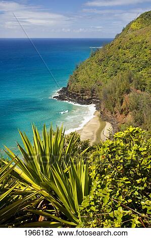Hawaii, Kauai, Na Pali Coast, View Of Hanakapi'ai Beach From Kalalau Trail. View Large Photo Image Stock Image - Hawaii, Kauai, Na Pali Coast, View Of Hanakapi'ai Beach From Kalalau Trail.. Fotosearch