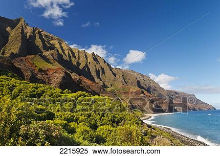 Stock Photography - Hawaii, Kauai, Na Pali Coast, View of the Kalalau Mountains.. Fotosearch