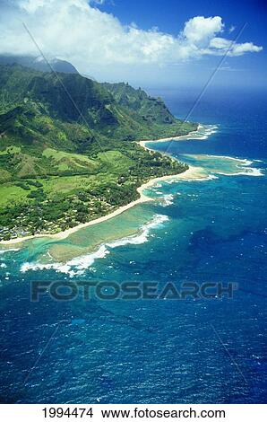 Hawaii, Kauai, Napali Coast, Aerial Along Dramatic Cliffs Ocean And Beaches View Large Photo Image Picture - Hawaii, Kauai, Napali Coast, Aerial Along Dramatic Cliffs Ocean And Beaches. Fotosearch