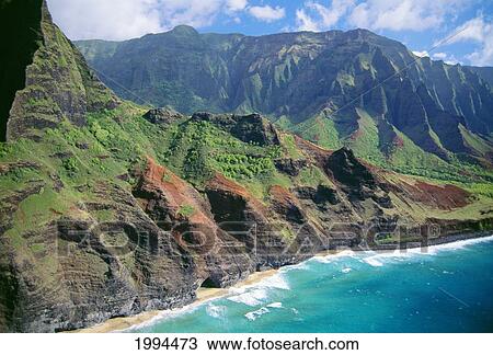 Hawaii, Kauai, Napali Coast, Aerial Along Dramatic Cliffs Ocean And Beaches View Large Photo Image Stock Image - Hawaii, Kauai, Napali Coast, Aerial Along Dramatic Cliffs Ocean And Beaches. Fotosearch