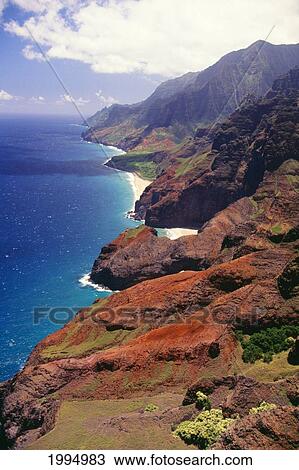 Stock Image - Hawaii, Kauai, Napali Coast, Dramatic Cliffs, Ocean And Beaches. Fotosearch