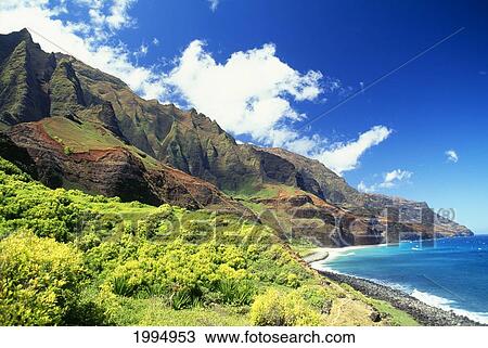 Hawaii, Kauai, Napali Coast, Kalalau Valley, Secluded Beach View Large Photo Image Stock Image - Hawaii, Kauai, Napali Coast, Kalalau Valley, Secluded Beach. Fotosearch