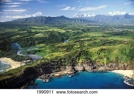 Hawaii, Kauai, North Shore, Aerial View, Mountains, Clouds And Valley View Large Photo Image Stock Image - Hawaii, Kauai, North Shore, Aerial View, Mountains, Clouds And Valley. Fotosearch