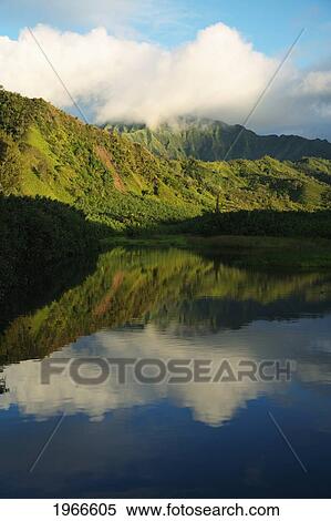 Hawaii, Kauai, North Shore, Lumahai Valley And Stream, Afternoon Sunlight. View Large Photo Image Stock Photography - Hawaii, Kauai, North Shore, Lumahai Valley And Stream, Afternoon Sunlight.. Fotosearch
