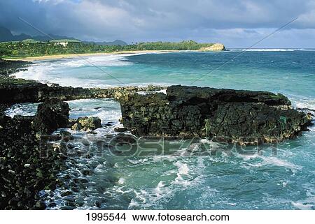 Hawaii, Kauai, Poipu, Makawehi Or Shipwreck Beach, Overview Of Coast View Large Photo Image Picture - Hawaii, Kauai, Poipu, Makawehi Or Shipwreck Beach, Overview Of Coast. Fotosearch