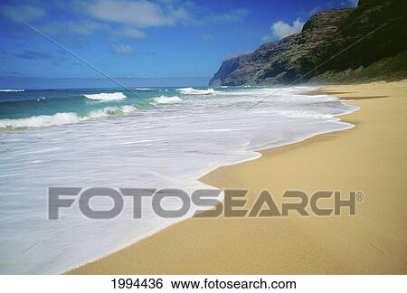 Stock Photograph - Hawaii, Kauai, Polihale Beach, Looking Towards Napali Coast. Fotosearch